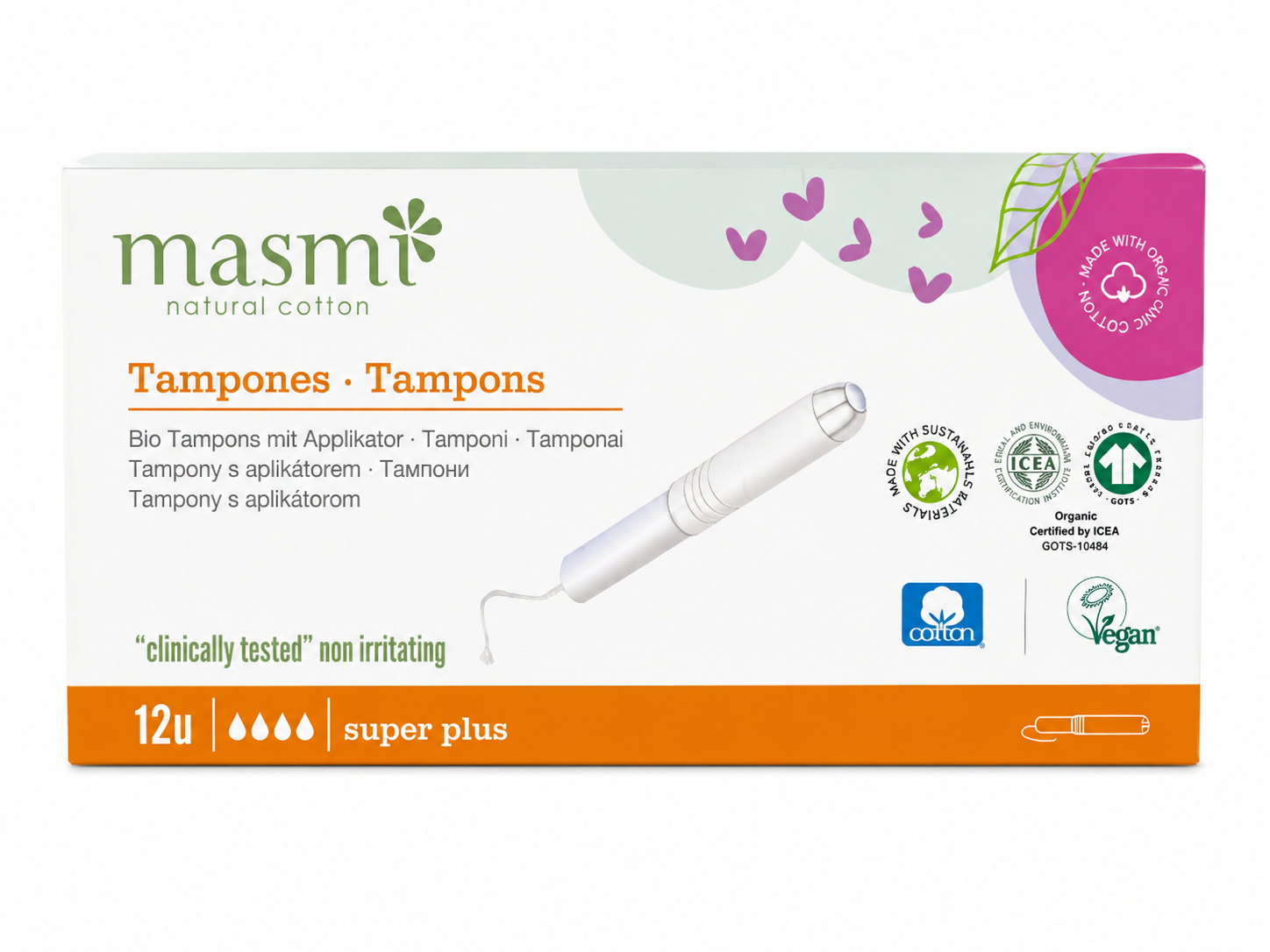18 Masmi Organic Cotton Tampons Super Plus - Image 1