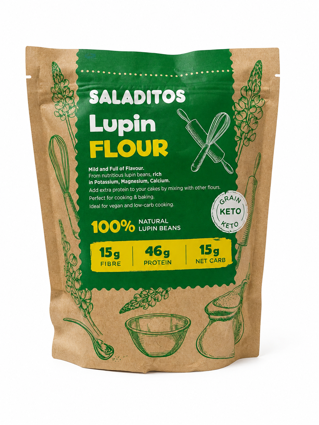 5 Saladitos Lupin Flour. Keto, Gluten Free - Image 1