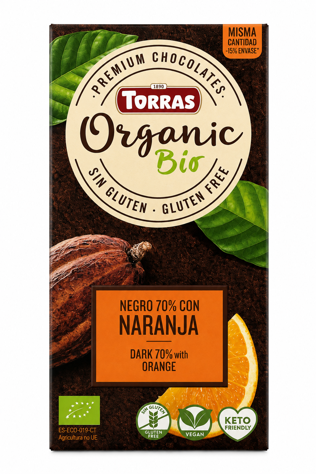 60 Torras Organic Dark 70% with Orange - Image 1